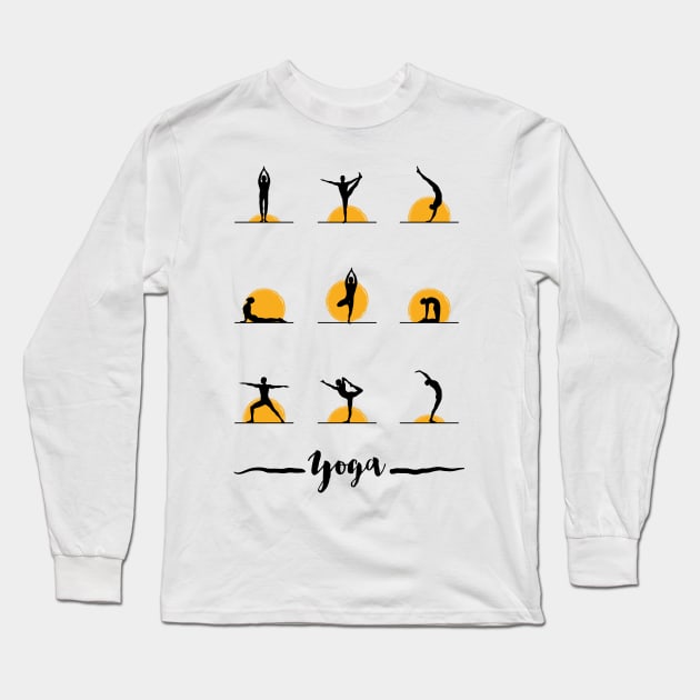 Yoga SunRise siluets Long Sleeve T-Shirt by Frispa